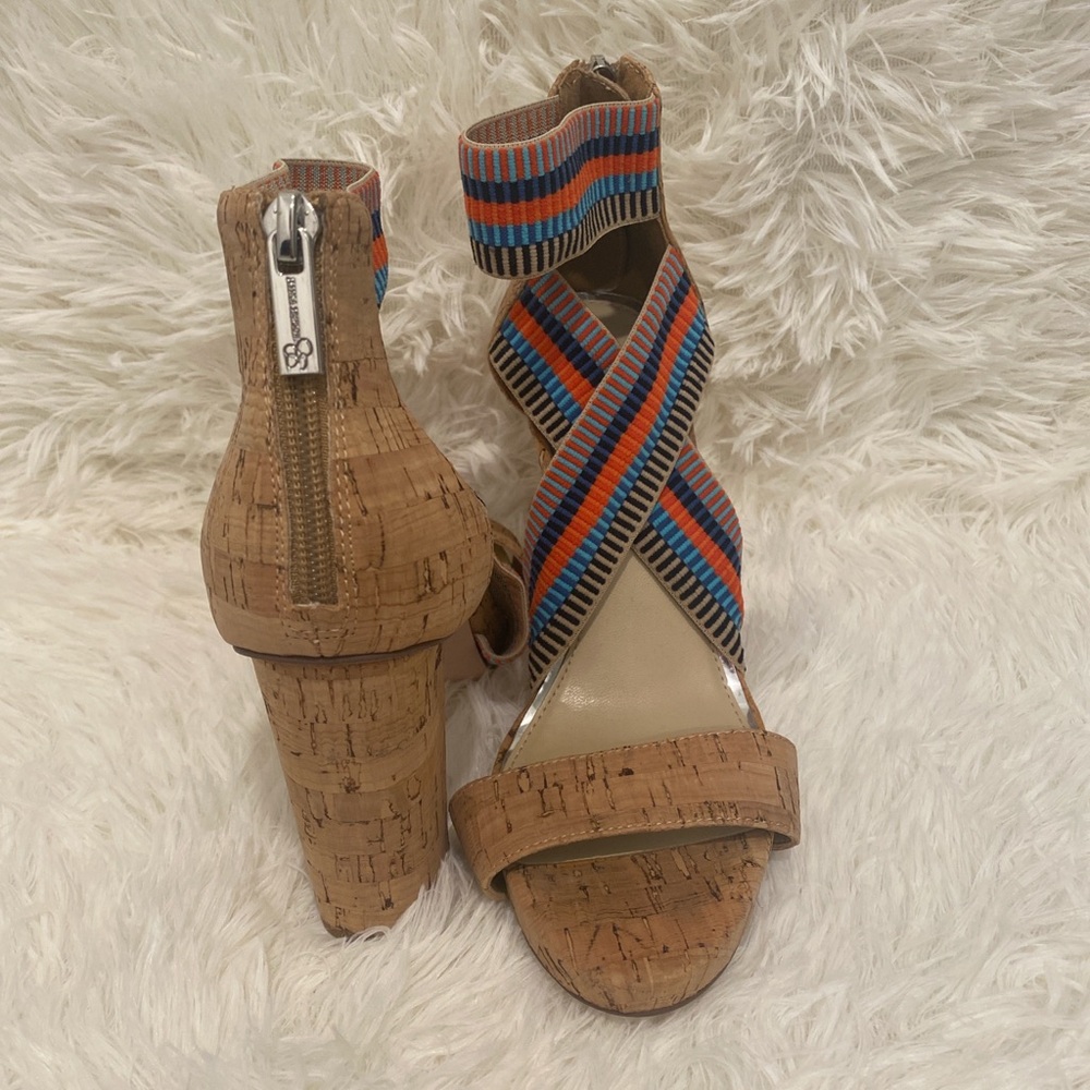 Jessica Simpson Cork Heels‎ with Multicolor Straps